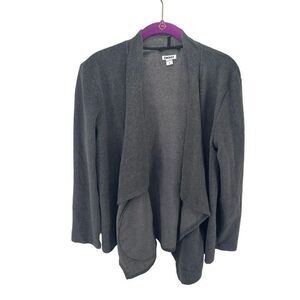 DKNY Women's Open Front Cardigan Sweater Pocket Long Sleeve Stretch Gray Medium